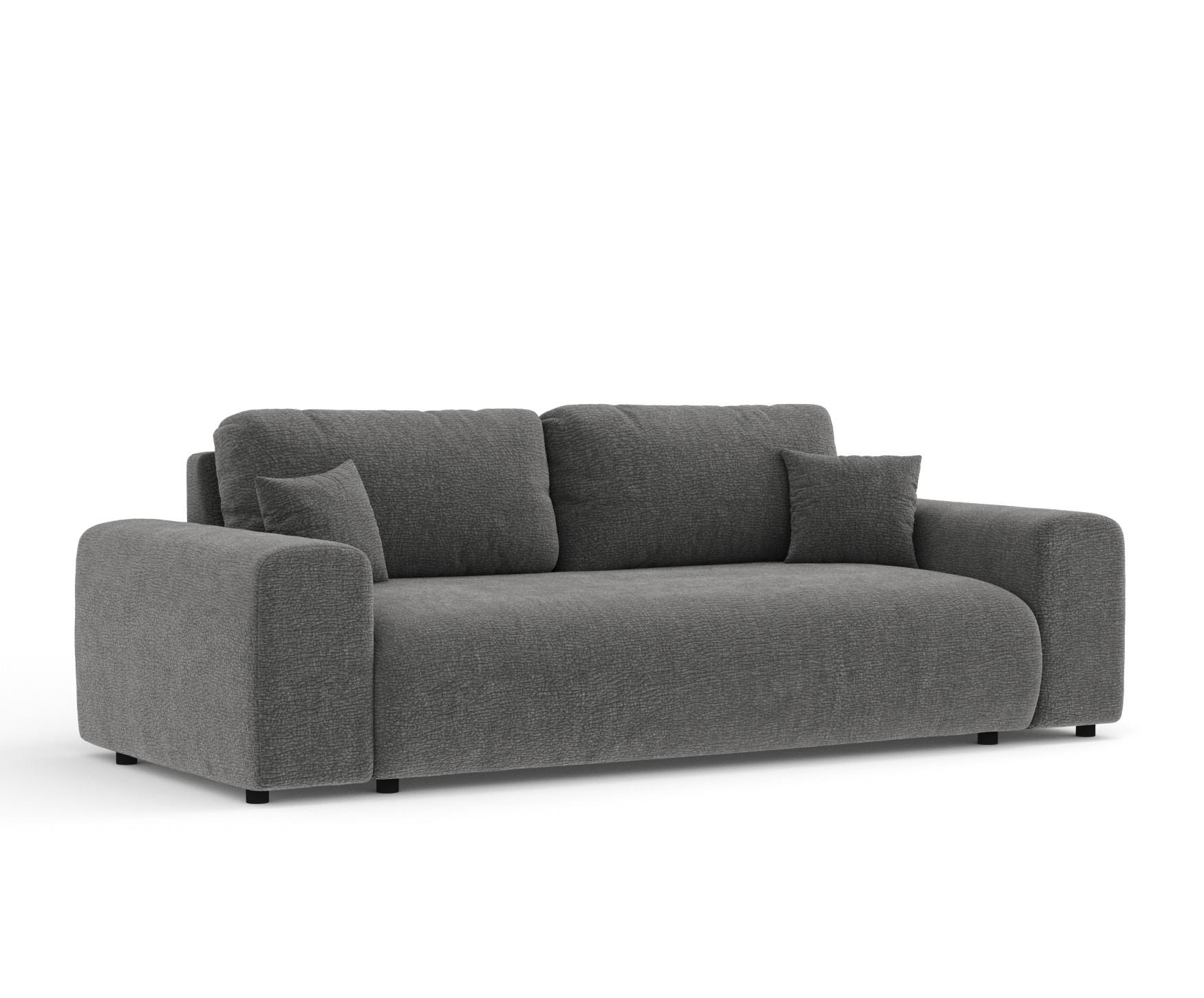 3-SITZER-SOFA Zanzibar Grau Chenille - Schwarz/Grau, Holz/Holzwerkstoff (213/79/108cm) - Maison de Reve