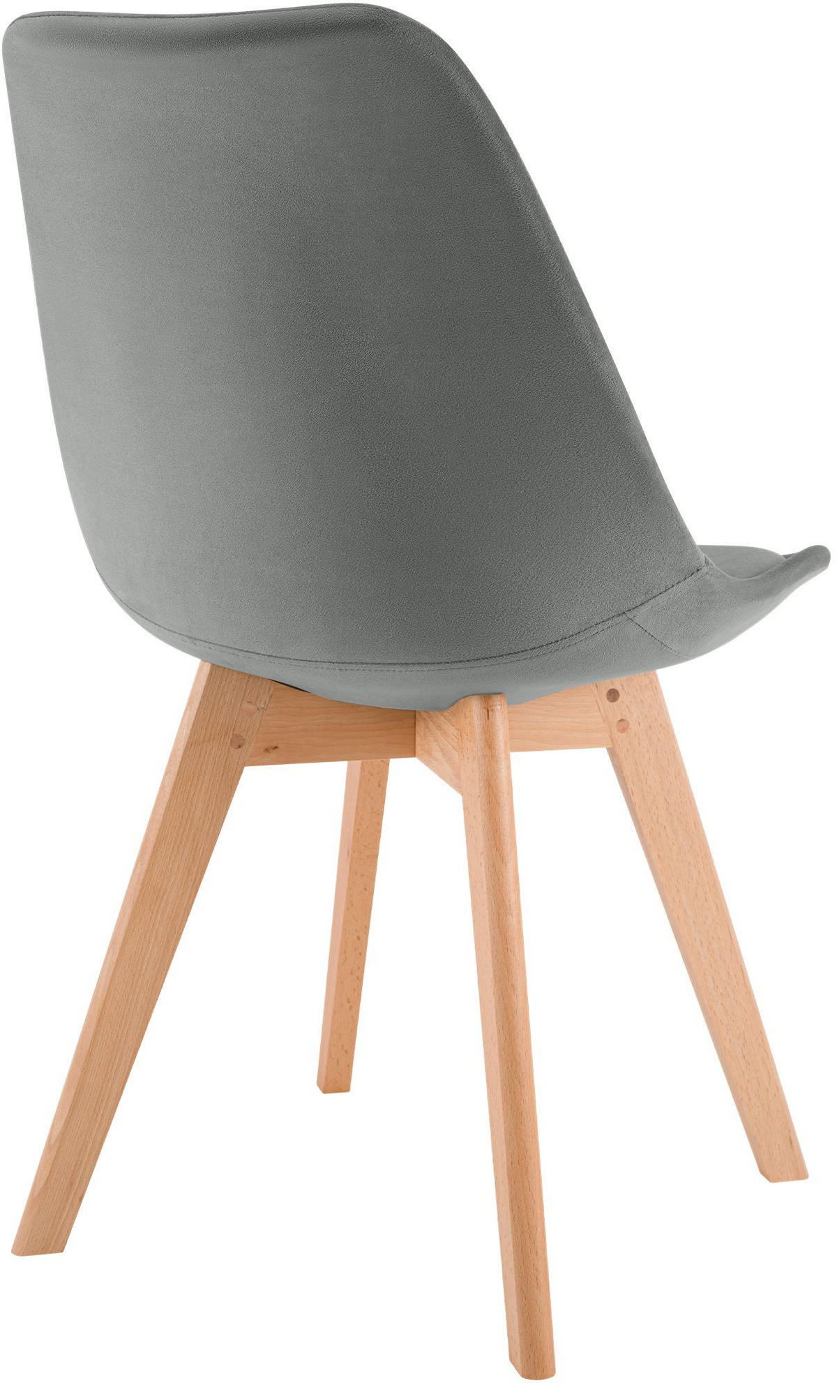 STUHL Samt Grau - Eukalyptusholzfarben/Grau, Holz/Textil (49/83/50cm) - CLP