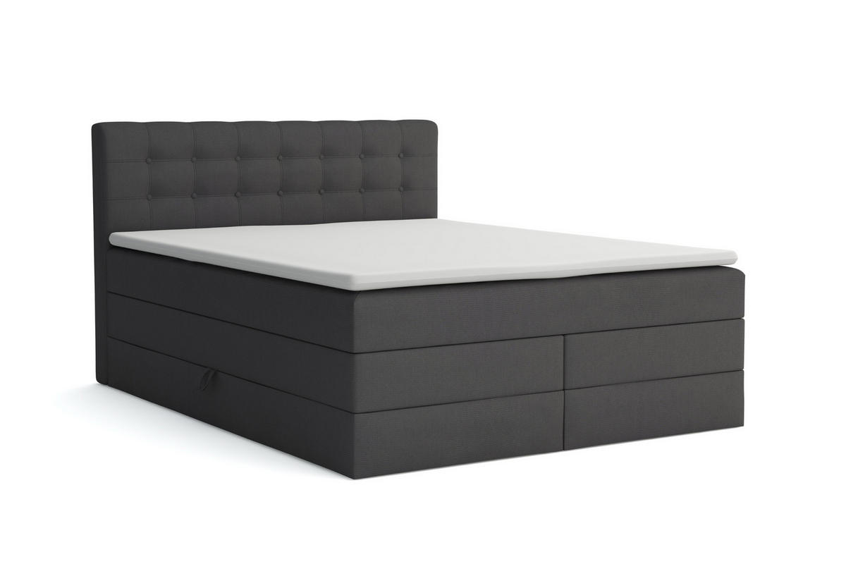 BOXSPRINGBETT SANTE 160/200 in Velour Anthrazit - Anthrazit, Holz/Holzwerkstoff (160/200cm) - Deine Möbel 24