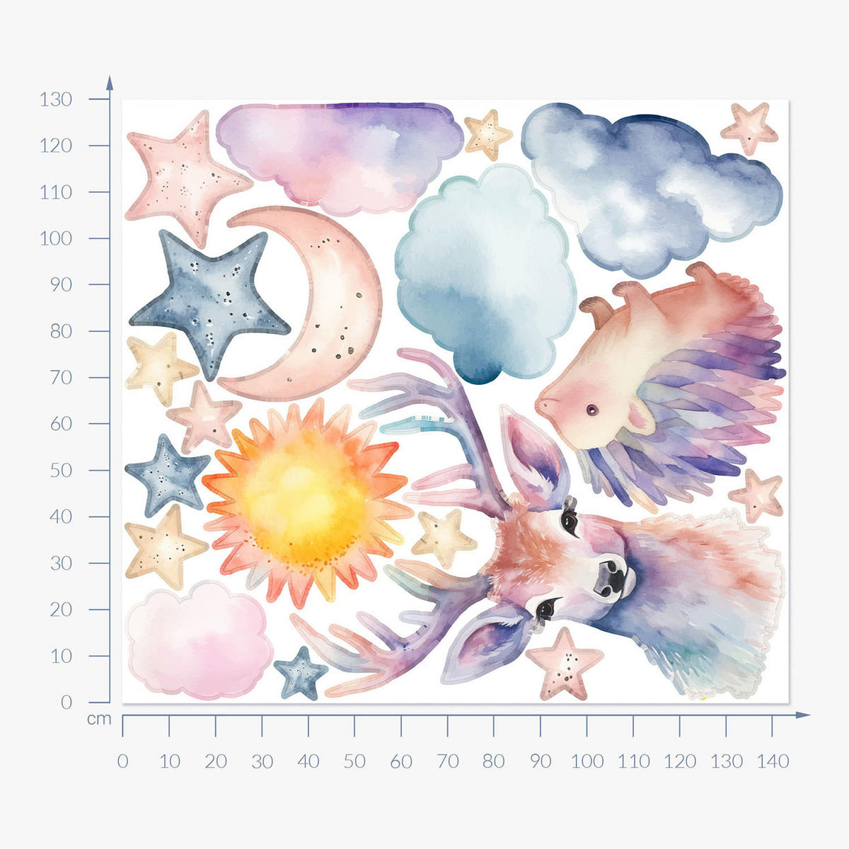 WANDAUFKLEBER 130x143cm - Pastellfarbene Natur - Multicolor, Kunststoff (130/143/0.1cm) - Wallfluent