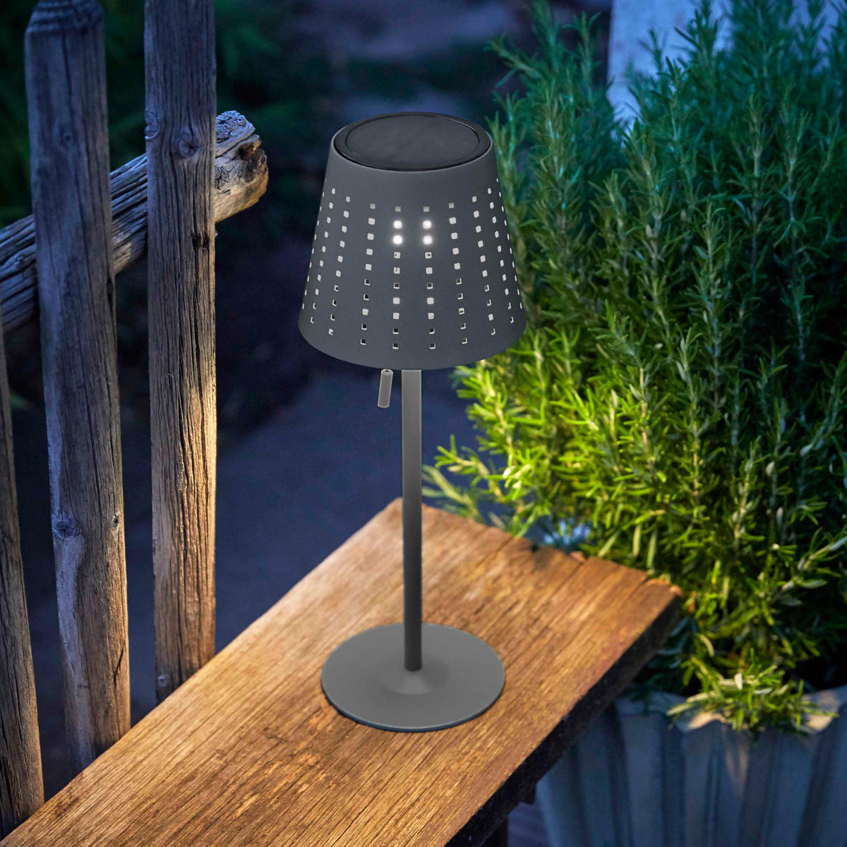 LED-SOLAR-TISCHLEUCHTE - grau, wiederaufladbar mit Dimmfunktion für Innen und Außen - Grau, Metall (24.5/50/24.5cm) - Northpoint