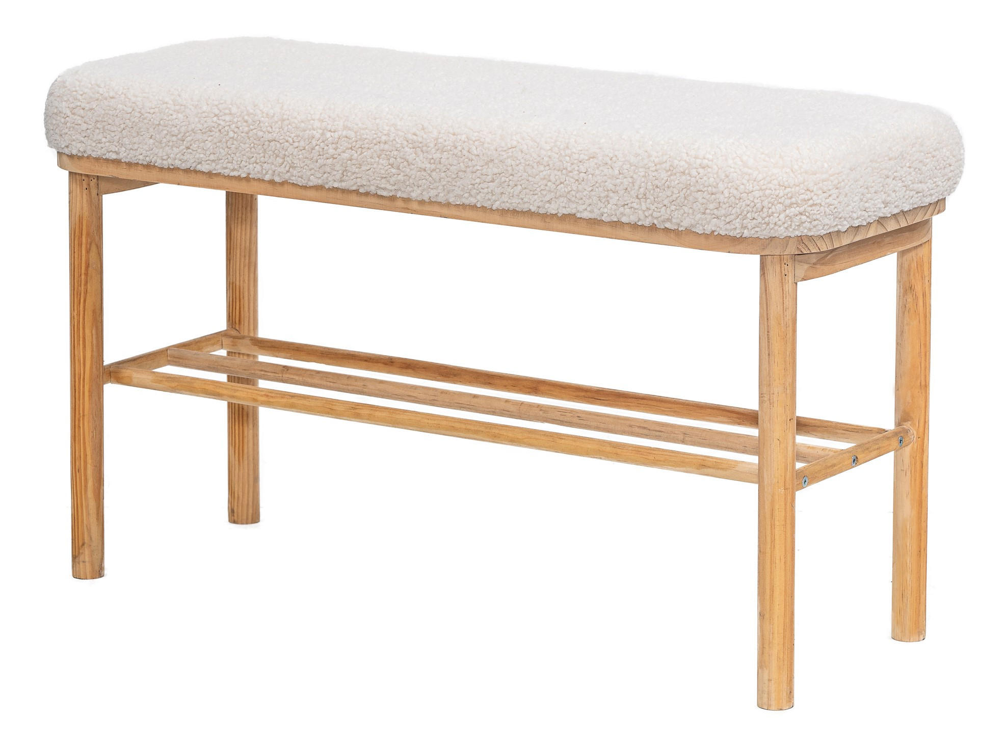 SITZBANK Rattan Weiß - Weiß, Holz (90/45.5/35cm) - Nordlys