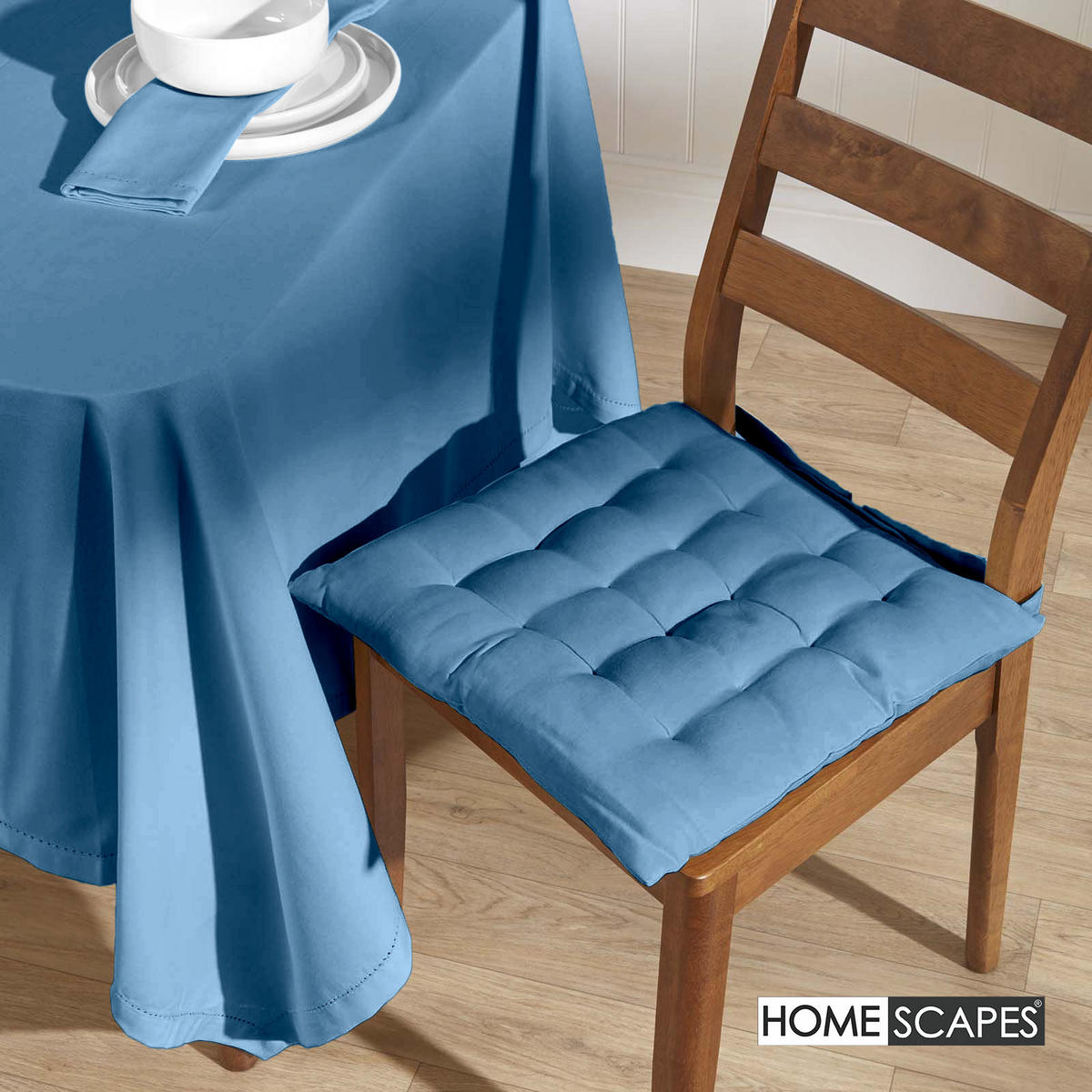 TISCHDECKE blau rund 178 cm, 100% Baumwolle - Blau, Textil (178/178cm) - Homescapes