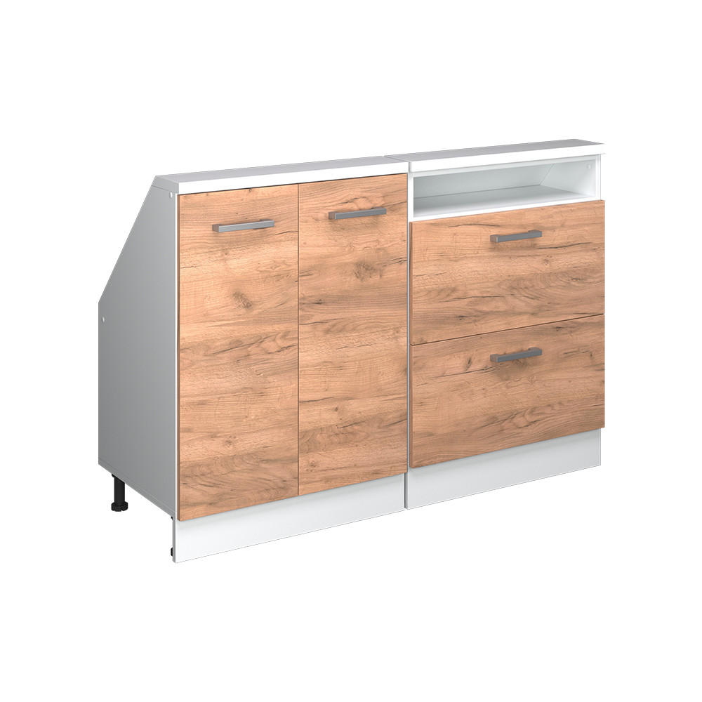 DACHSCHRÄGENSCHRANK-SET Rion Goldkraft Eiche/Weiß 2er Set - Honigeiche/Weiß, Holzwerkstoff (120/81.6/46cm) - Vicco