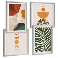 BILDER SET 4er Set - 50x50 cm & 40x60 cm Silberner Rahmen - Abstrakte Blattformen - Silberfarben, Kunststoff (50/50cm) - TULUP