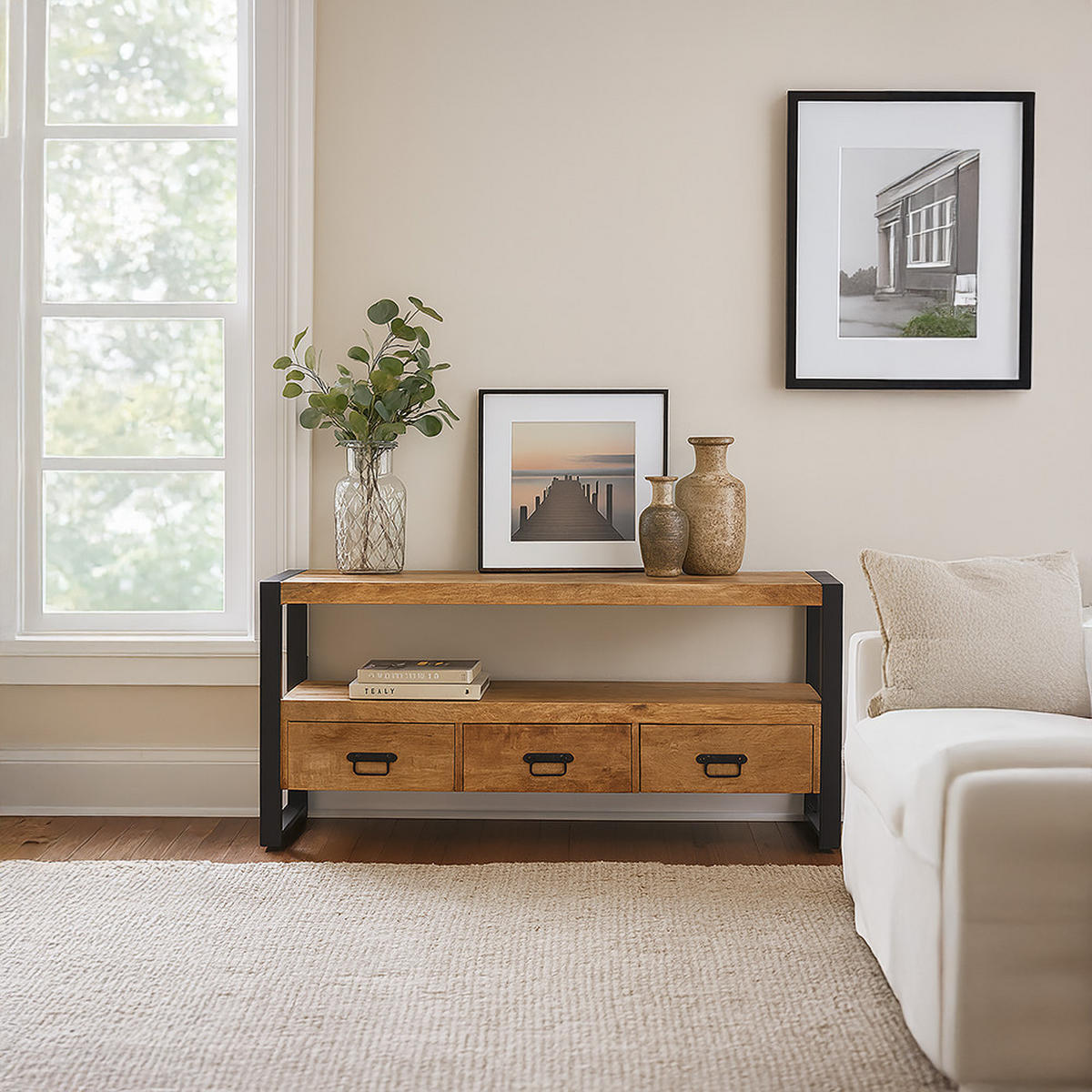 TV Board Britt Mangoholz 150 cm / 45 cm Natur - Naturfarben, Holz (150/60/45cm) - Villa Möbel