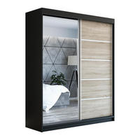 SCHWEBETÜRENSCHRANK 180 CM BERLIN Farbe: Schwarz , sonoma - Schwarz/Braun, Holzwerkstoff (180/215/59.5cm) - A&J MöbelLand