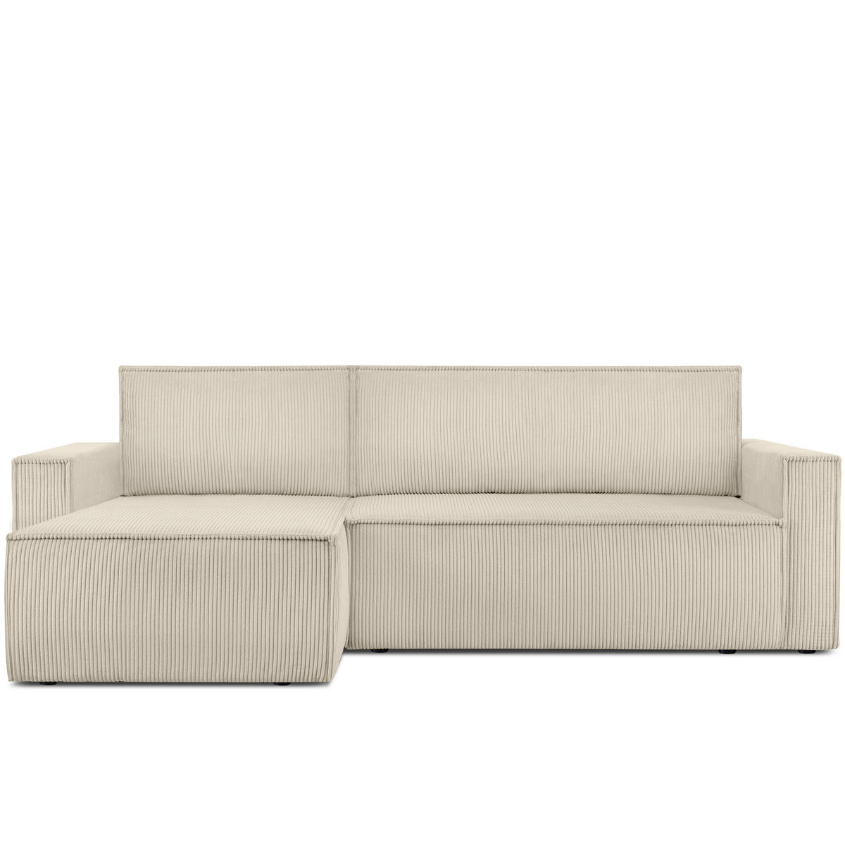 ECKSOFA-LINKS/RECHTS NAPI Schlaffunktion mit Cordbezug, creme - Creme/Schwarz, Textil (246/148cm) - KONSIMO®