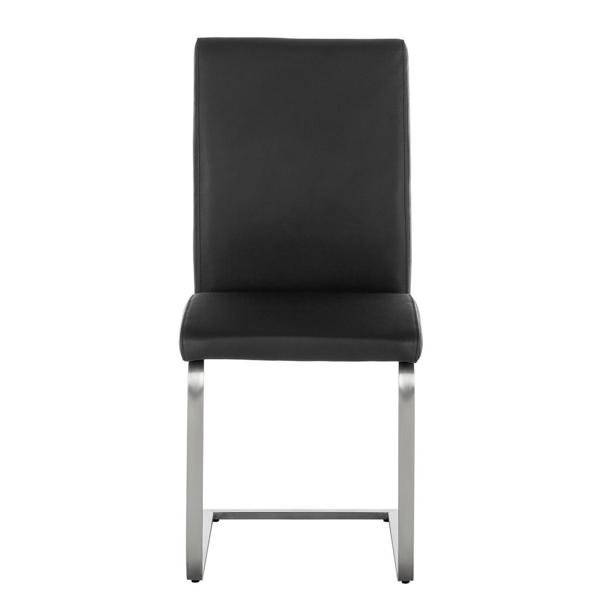 FREISCHWINGER - 2er-Set - Echtleder - Edelstahlfarben/Schwarz, Leder/Metall (44/98/58cm) - home24
