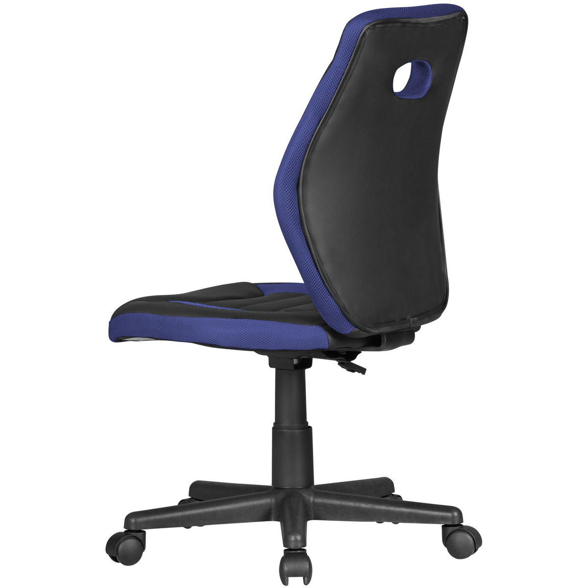 JUGENDDREHSTUHL Hohe Rückenlehne Schulterstütze Kunstleder Mesh, Blau 63x63x103 cm - Blau/Schwarz, Kunststoff/Textil (63/103/63cm) - KADIMA DESIGN