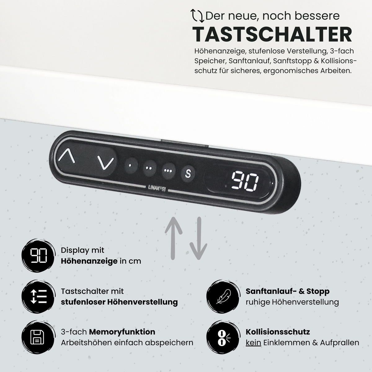 SCHREIBTISCH elektrisch XDSM 80/120/72 cm in Buchefarben/Silberfarben - Buchefarben/Silberfarben, Holzwerkstoff (80/120/72cm) - bümö