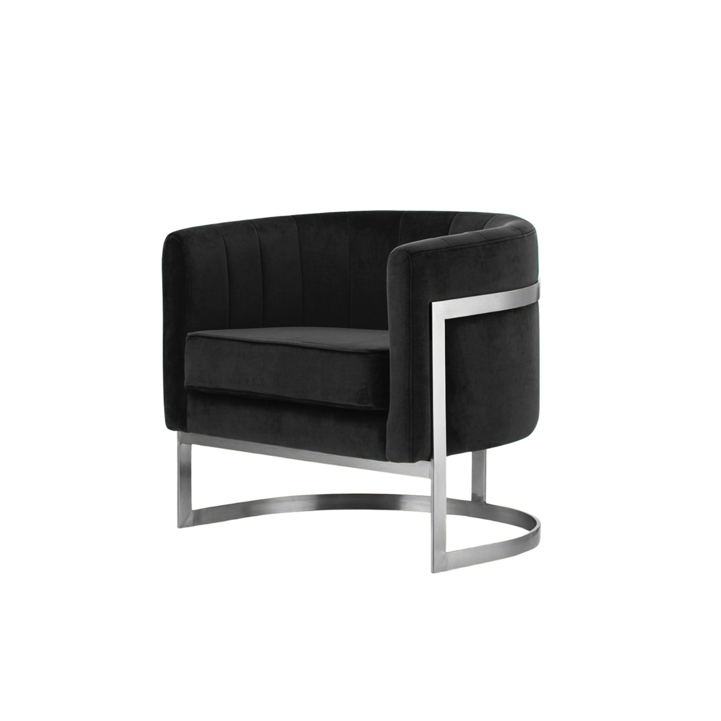 DESIGNSESSEL Glam Elegance – Individuell gefertigter Design-Sessel mit Edelstahlrahmen - Silberfarben/Schwarz, Textil/Metall (75/71/68cm) - Fortisline