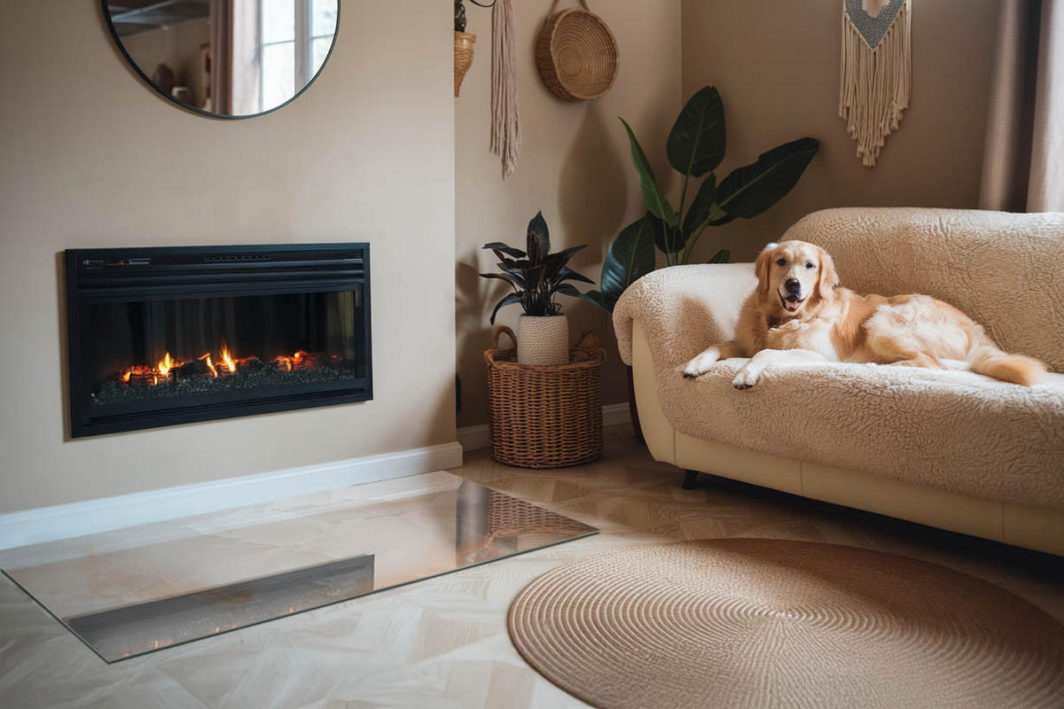 GLASPLATTE für Kamin 140x70 cm - Beige, Glas (140/70/0.4cm) - TULUP