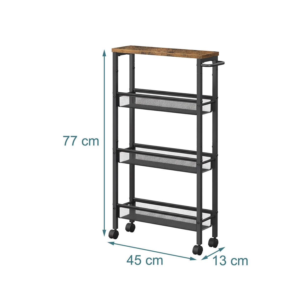 NISCHENWAGEN - Schwarz, Holzwerkstoff/Metall (13/77/45cm) - Relaxdays