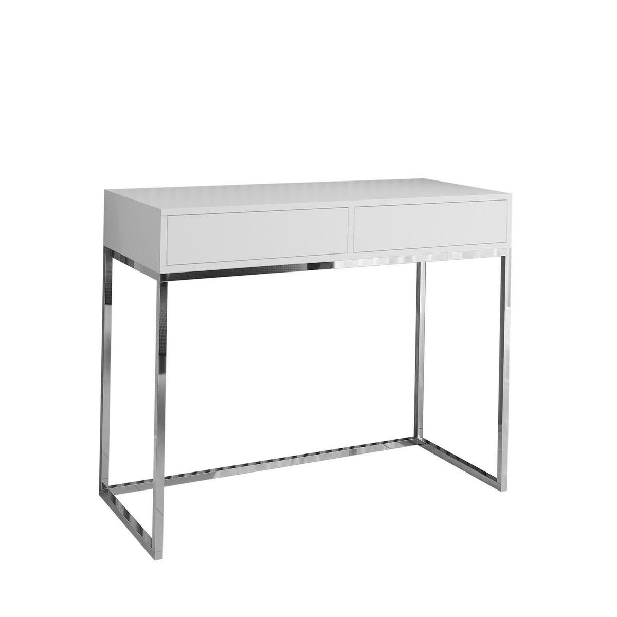 SCHMINKTISCH Cubic 100 Weiß, mit Chromgestell - Chromfarben/Weiß, Holzwerkstoff/Metall (35/100/80cm) - Bettso