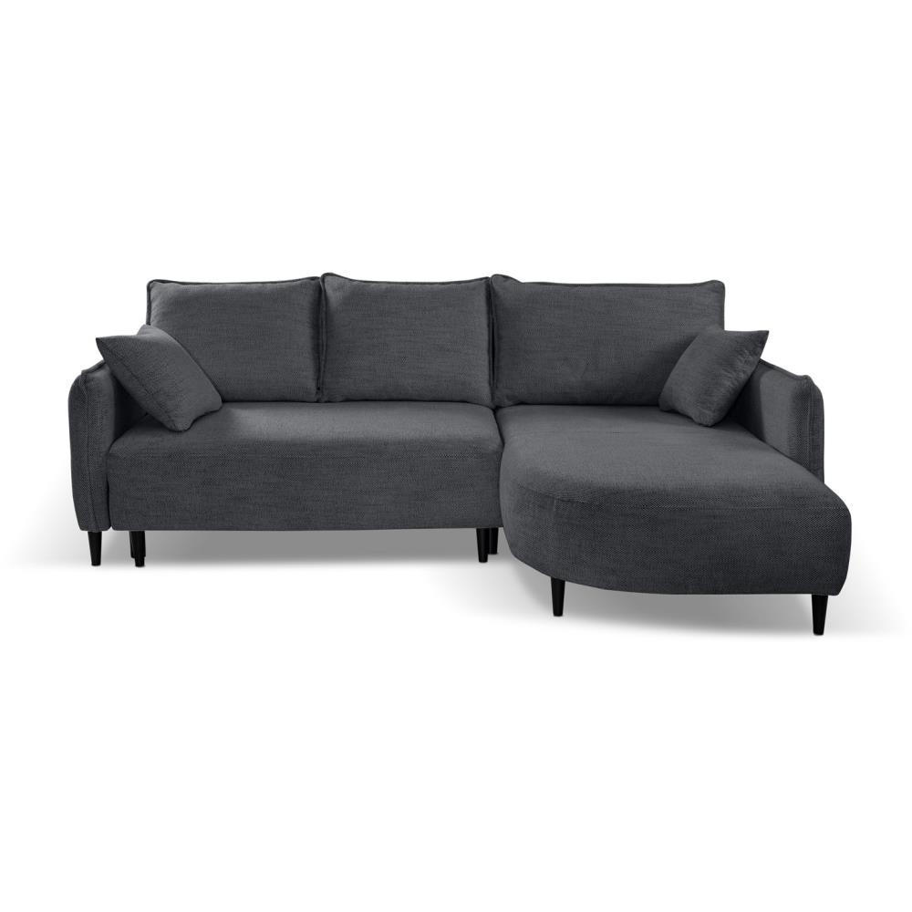 ECKSCHLAFSOFA Sycylia rechts dunkelgrau - Dunkelgrau/Schwarz, Textil (244/165cm) - Beautysofa