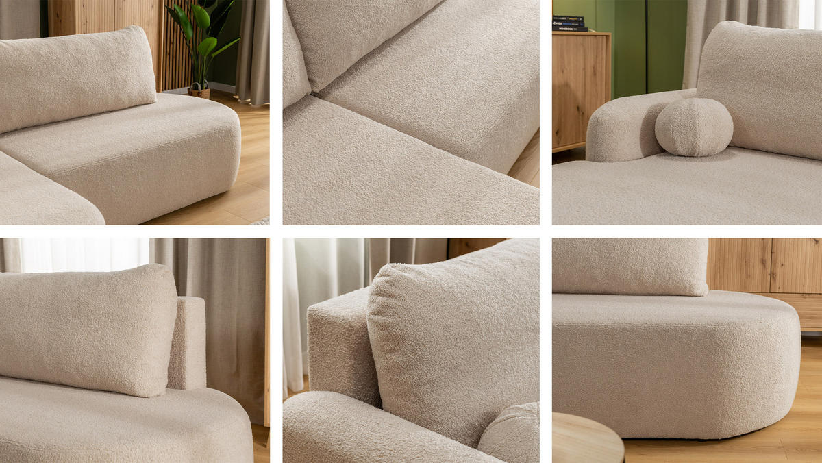 ECKSOFA Loridu O Cord, Seite: Rechts - Schwarz/Rosa, Holz/Kunststoff (274/174cm) - MIRJAN24
