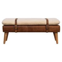 SITZBANK gepolstert - Messingfarben/Braun, Holz/Metall (90/40/35cm) - Artisan Furniture