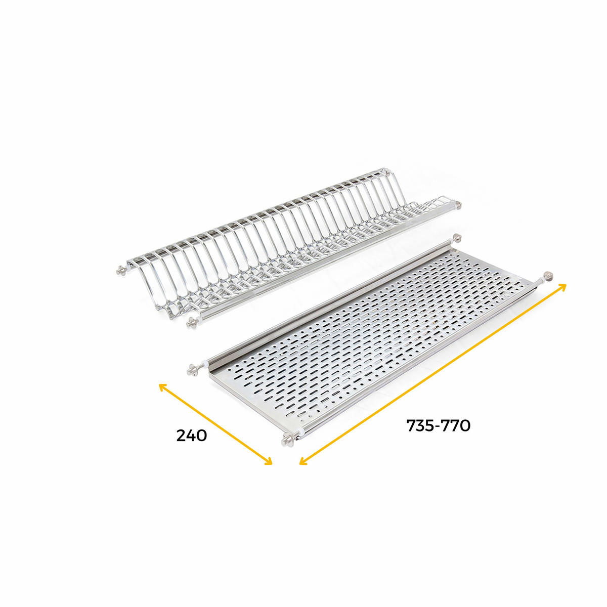 GESCHIRRABTROPFER für Hochschränke, Modul 800mm, Edelstahl - Edelstahlfarben, Metall (24/8/77cm) - EMUCA