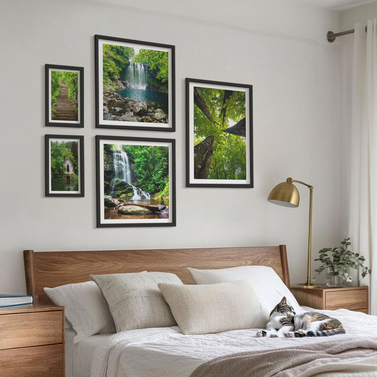 BILDER SET 5er Set - 50x50 cm & 20x30 cm & 40x60 cm Schwarzer Rahmen - Denkmäler Europas in warmen Farben - Schwarz, Kunststoff (40/60cm) - TULUP