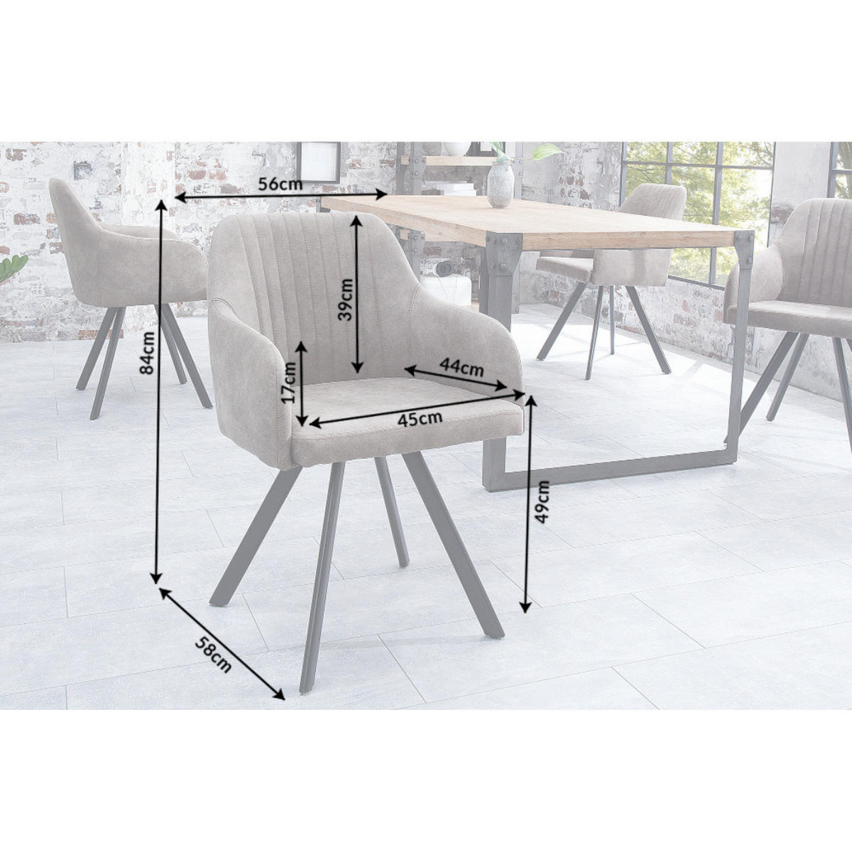 STUHL LUCCA Microfaser Taupe - Taupe/Braun, Textil (56/84/58cm) - riess-ambiente