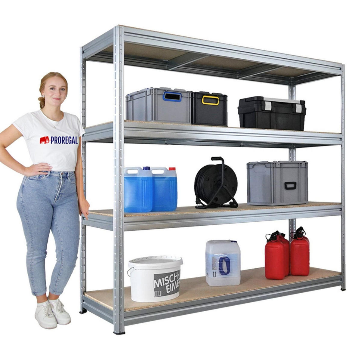 SCHWERLASTREGAL Dino 180x200x60cm Spanplatten-Ebenen Verzinkt - Silberfarben, Metall (200/180/60cm) - PROREGAL