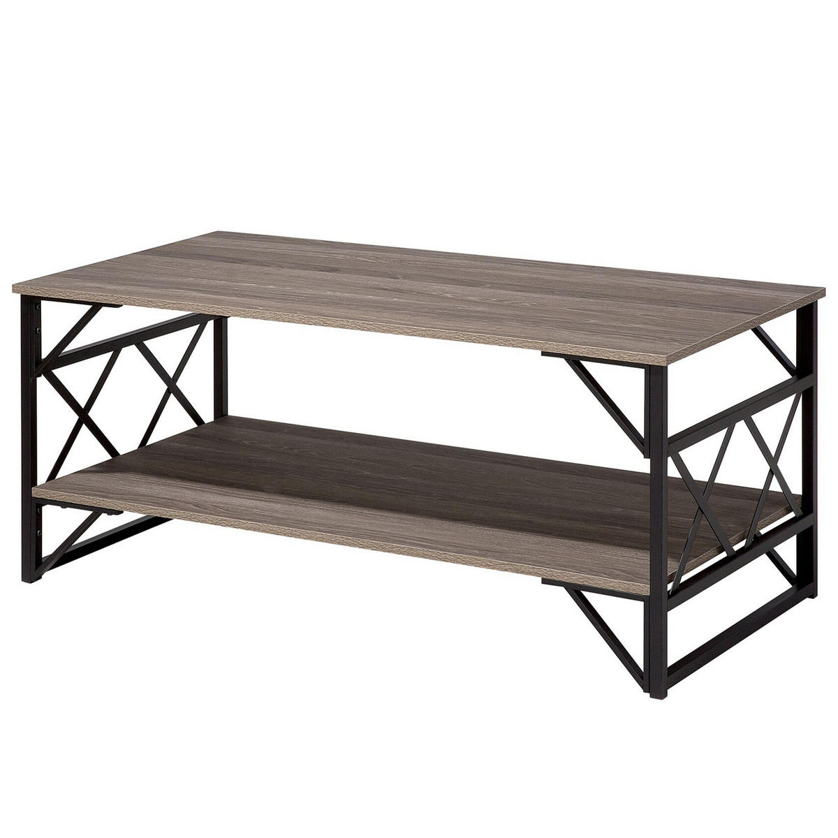 COUCHTISCH Holzoptik taupe rechteckig Bolton - Taupe/Schwarz, Holzwerkstoff (61/120/51cm) - Beliani