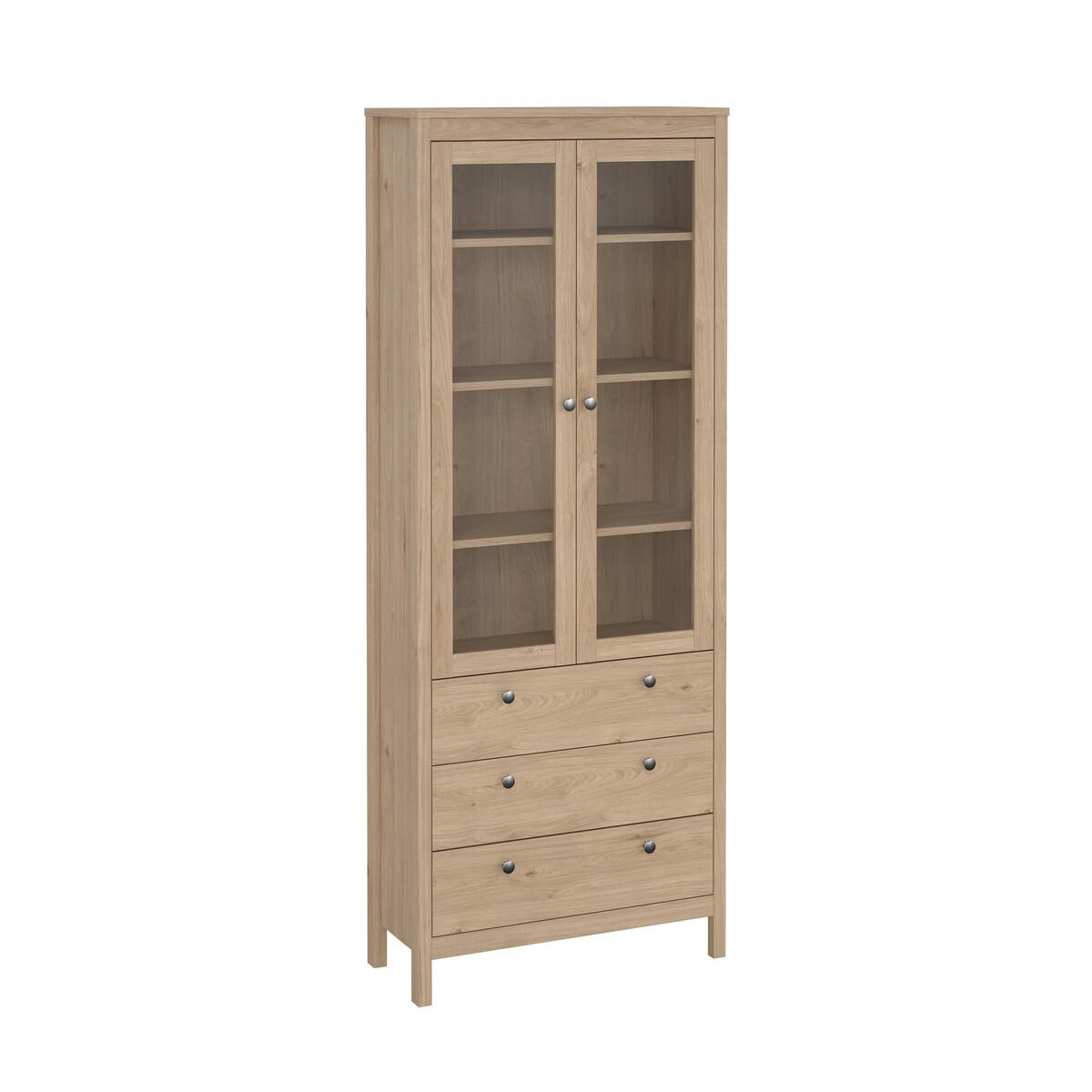VITRINENSCHRANK, Madrid, Eiche, Holzwerkstoff, 79 x 33 x 199 cm - Eichefarben, Holzwerkstoff (79/199/33cm) - Calicosy