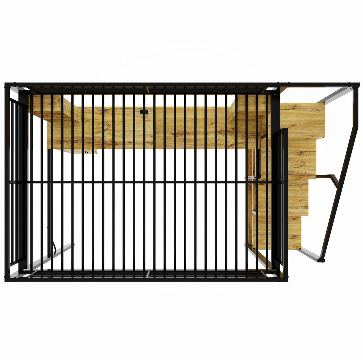 HOCHBETT aus Metall, Sperrholz und MDF 140x200 cm Schwarz mit Schreibtisch und Stauraumtreppe - Schwarz, Metall (140/200cm) - IVMEU