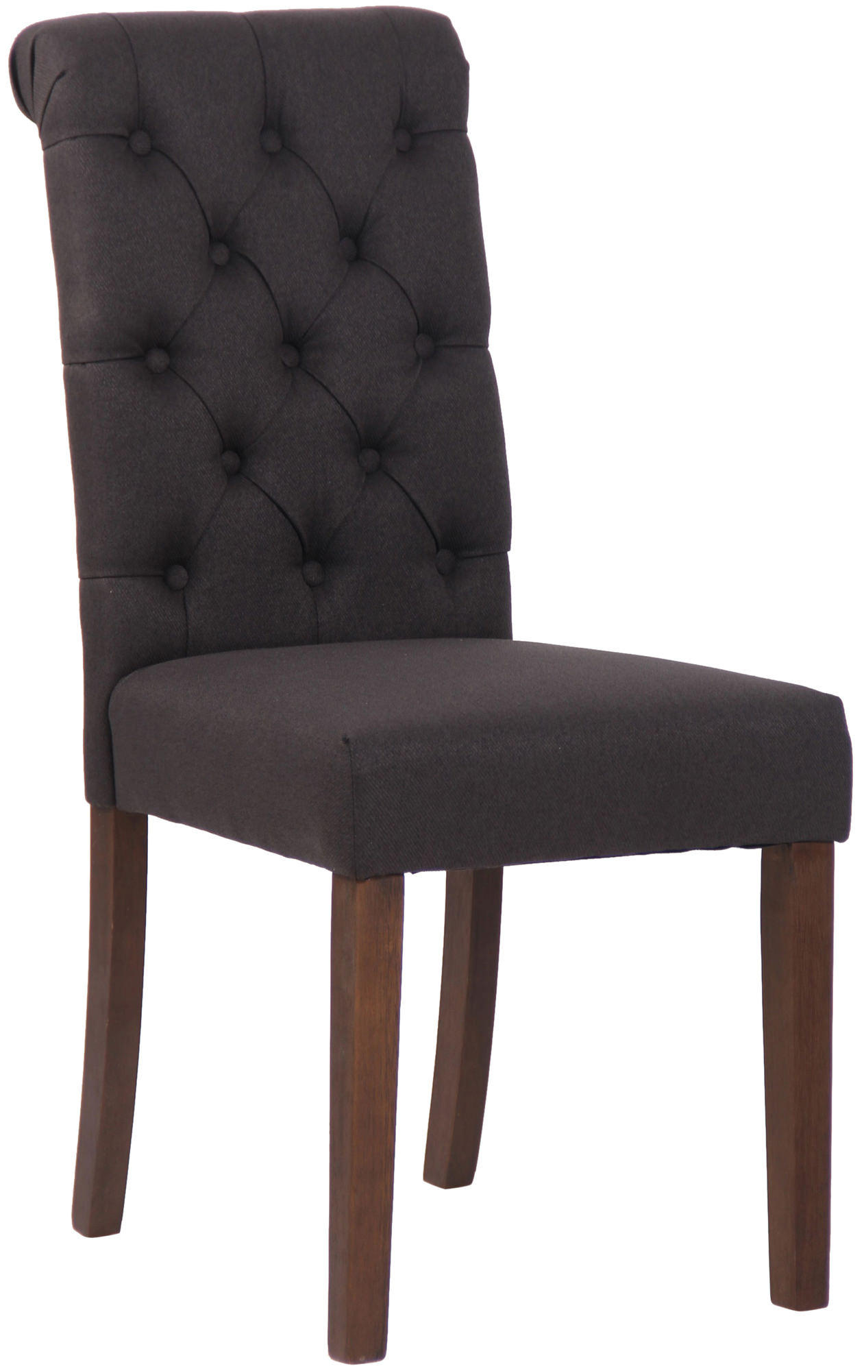 ESSZIMMERSTUHL Lisbon Stoff, Gestell Kautschukholz Braun Schwarz - Schwarz/Braun, Holz/Textil (45/98/63cm) - TPFLiving