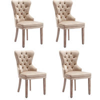 STUHL Polsterstuhl mit Samtbezug Beige 4er-Set - Beige, Holz (46.5/95/53.1cm) - Meubliv