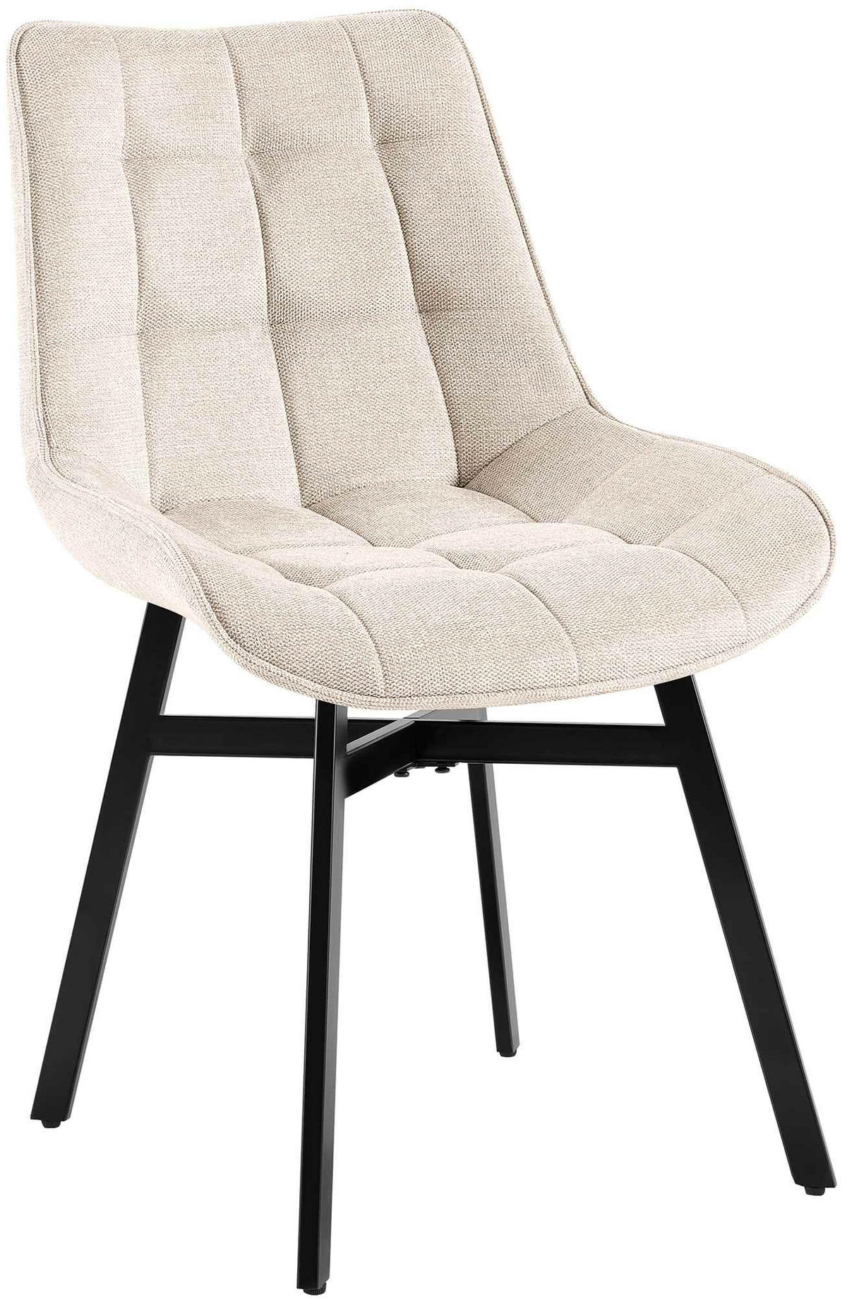 ESSZIMMERSTUHL Stoff Creme - Creme/Schwarz, Textil/Metall (54/83/61cm) - CLP