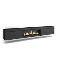 TV-SCHRANK Lowboard, Elektrokamin XXL, Hängend, schwarz, 288/35/45 cm - Beige/Schwarz, Holzwerkstoff (35/45/288cm) - Skraut Home