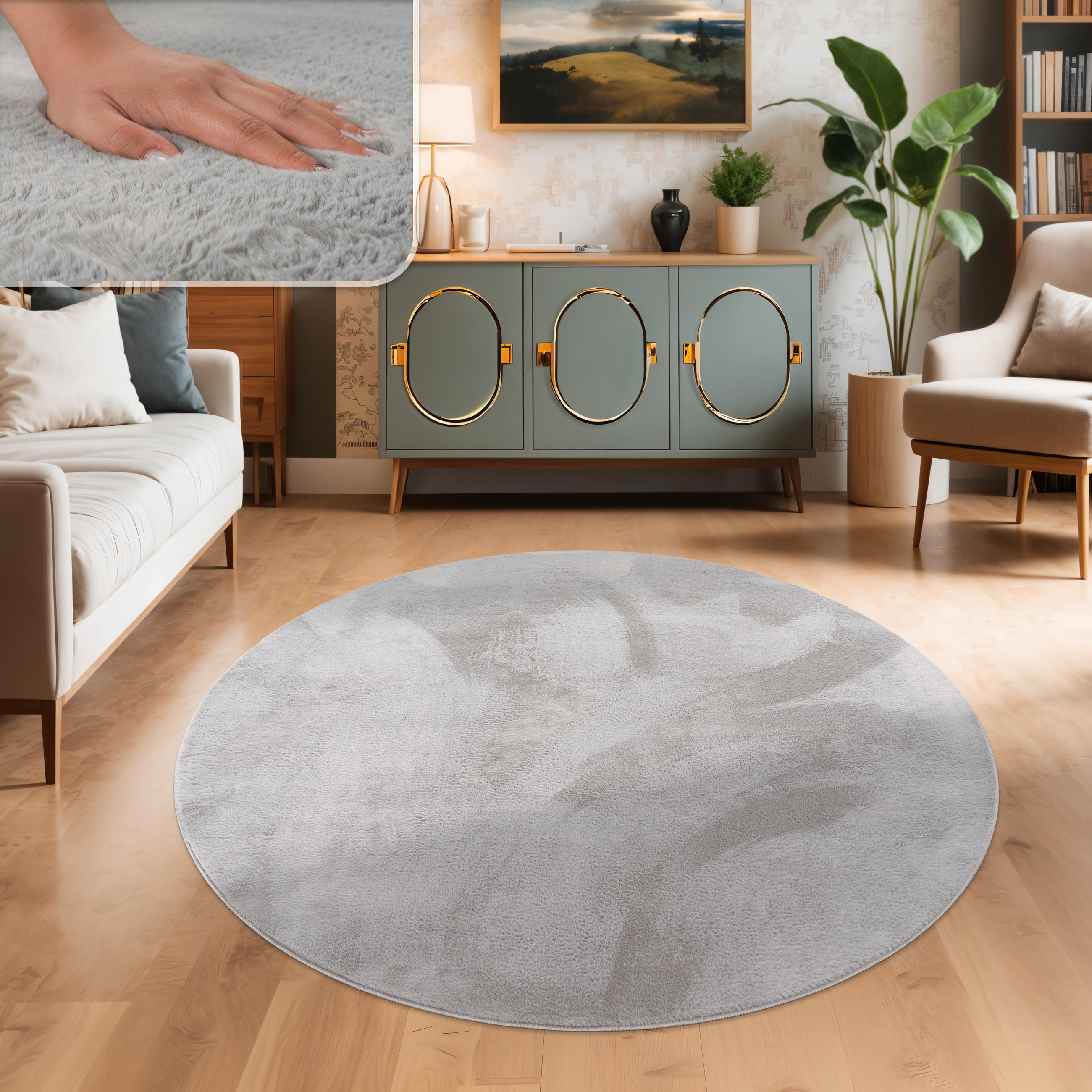 HOCHFLORTEPPICH 100/100 cm Soft 380 - Grau, Textil (100/100cm) - Paco Home