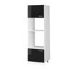 HOCHSCHRANK R-Line Schwarz Hochglanz 60 cm mit offenen Regalen und Türen - Schwarz Hochglanz/Weiß, Holzwerkstoff (60/207/57.2cm) - Vicco