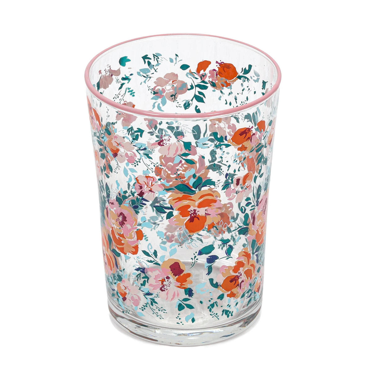 GLAS mit Blumenmuster Rosa 510 ml 8,8/8,8/12 cm - Multicolor, Glas (0.51L) - Excellent Houseware