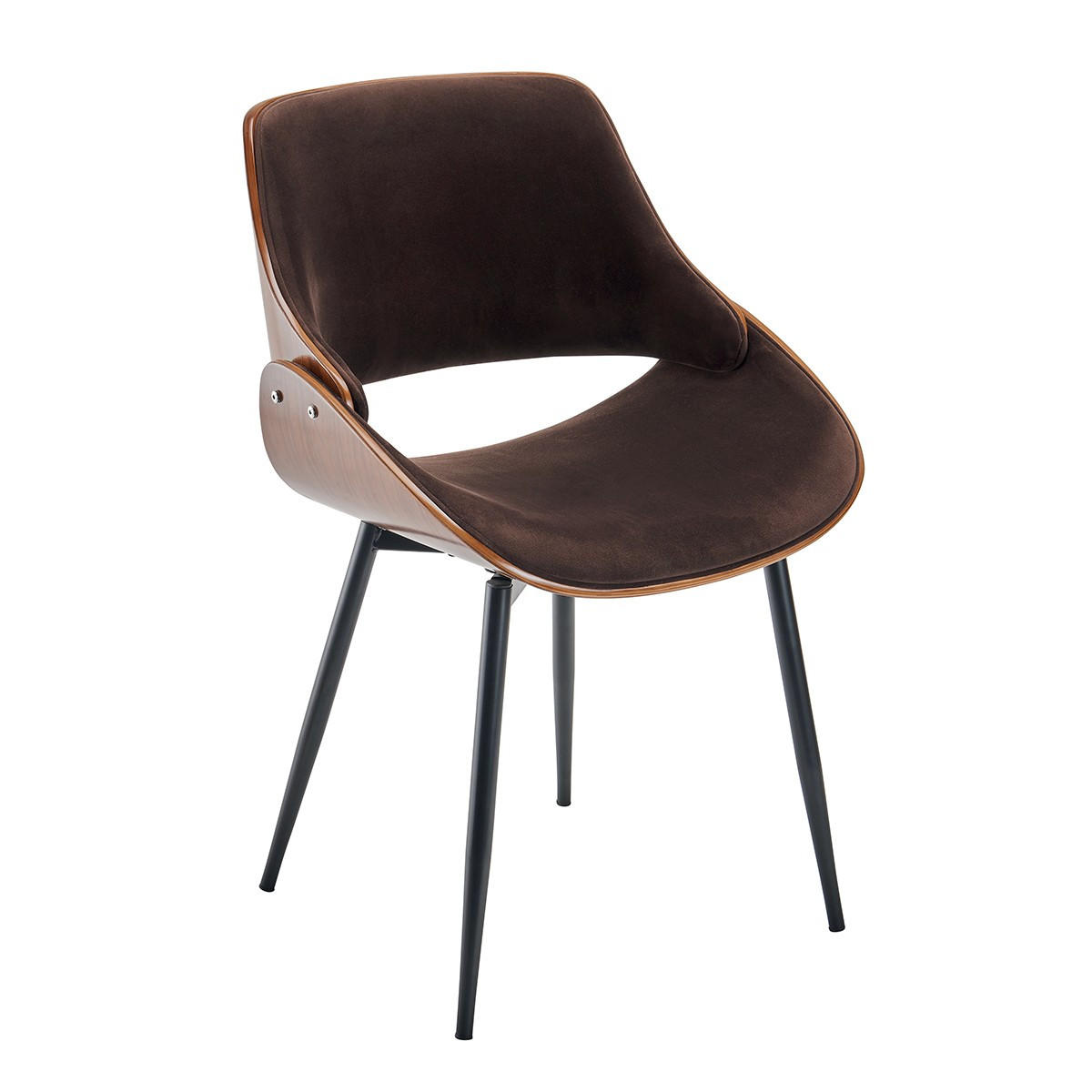 STUHL in Nussbaumoptik mit Sitzfläche aus Velours - Mannix - Braun, Holz (51/61/63cm) - Signature