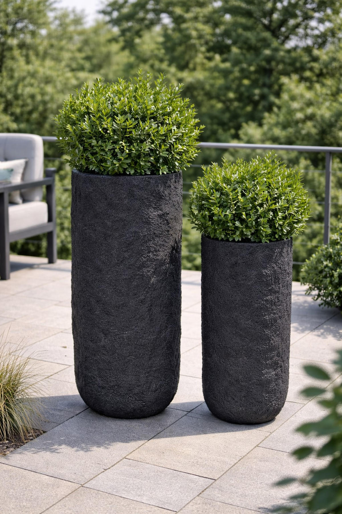 PFLANZKASTEN The Rock 29x55 cm, Steinoptik Anthrazit, Fiberstone - Anthrazit, Kunststoff (29/55/29cm) - dasmöbelwerk