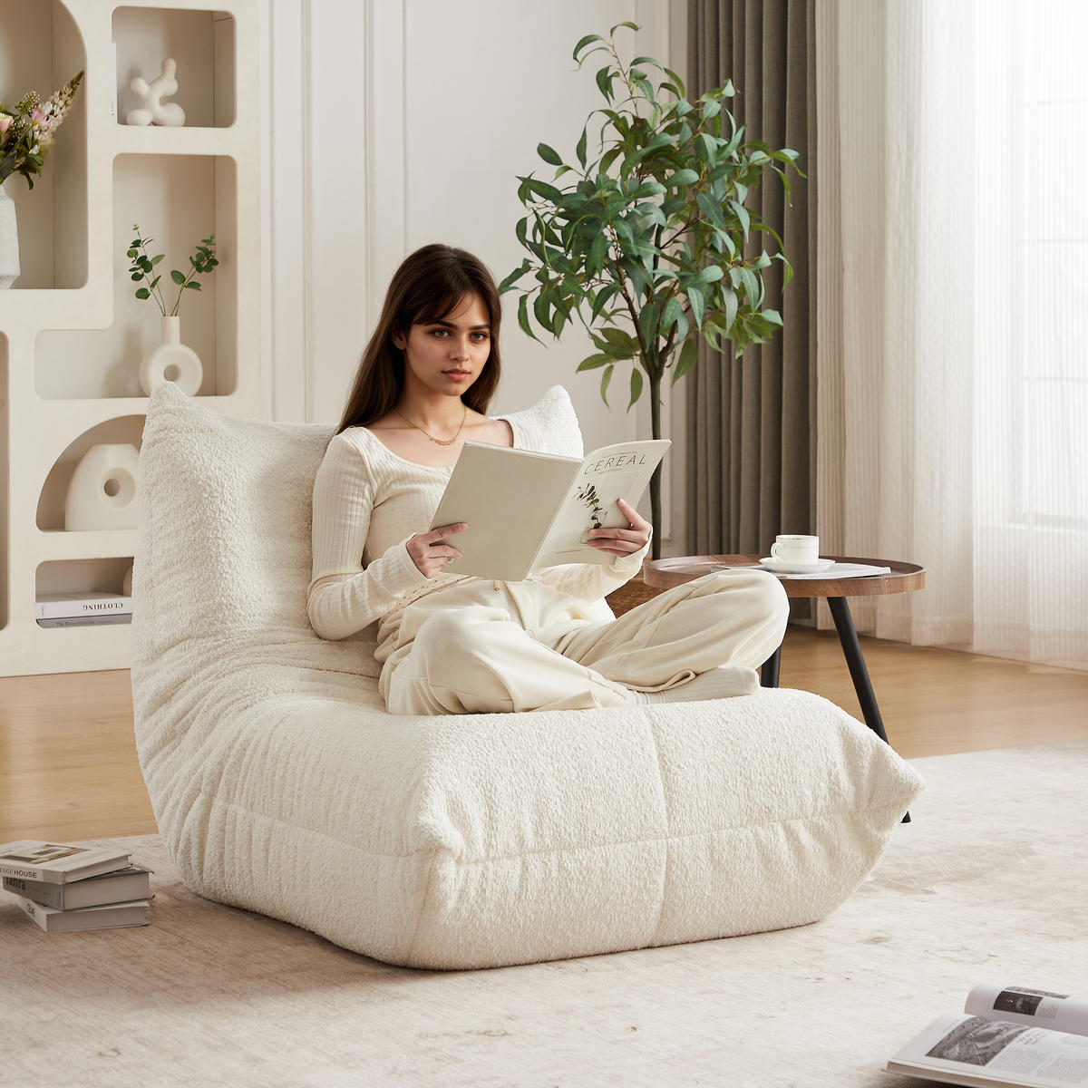 SITZSACK Chenille Beige - Beige, Textil (94/71/101cm) - WISHDOR