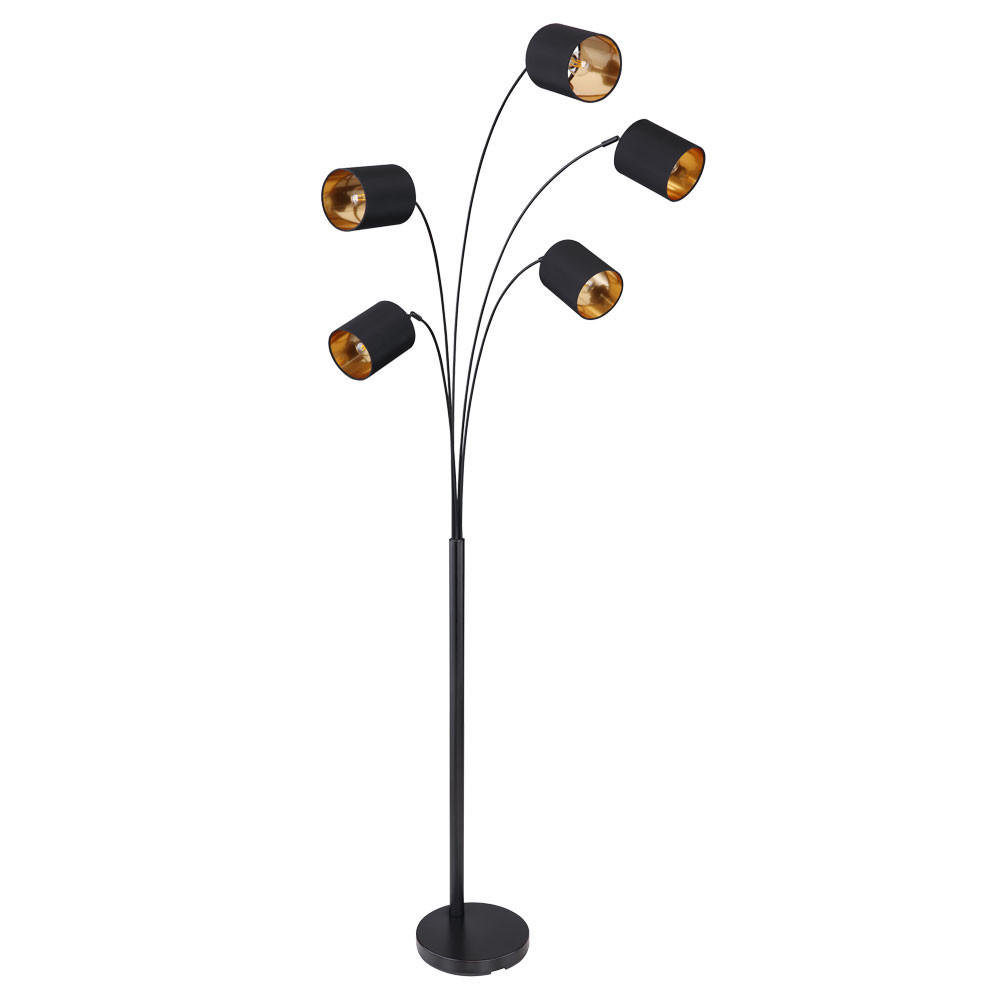 LED STEHLEUCHTE Schwarz Gold Textilschirme - Schwarz, Textil/Metall (74/70/204cm) - Globo Lighting
