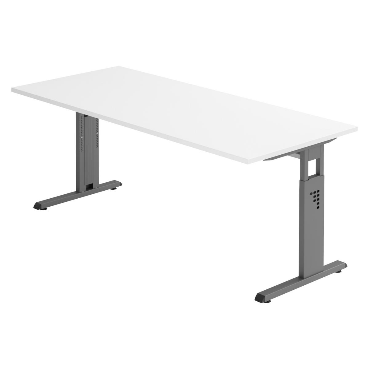 SCHREIBTISCH Serie-O 80/180/74 cm in Weiß/Graphitfarben - Graphitfarben/Weiß, Holzwerkstoff (80/180/74cm) - bümö