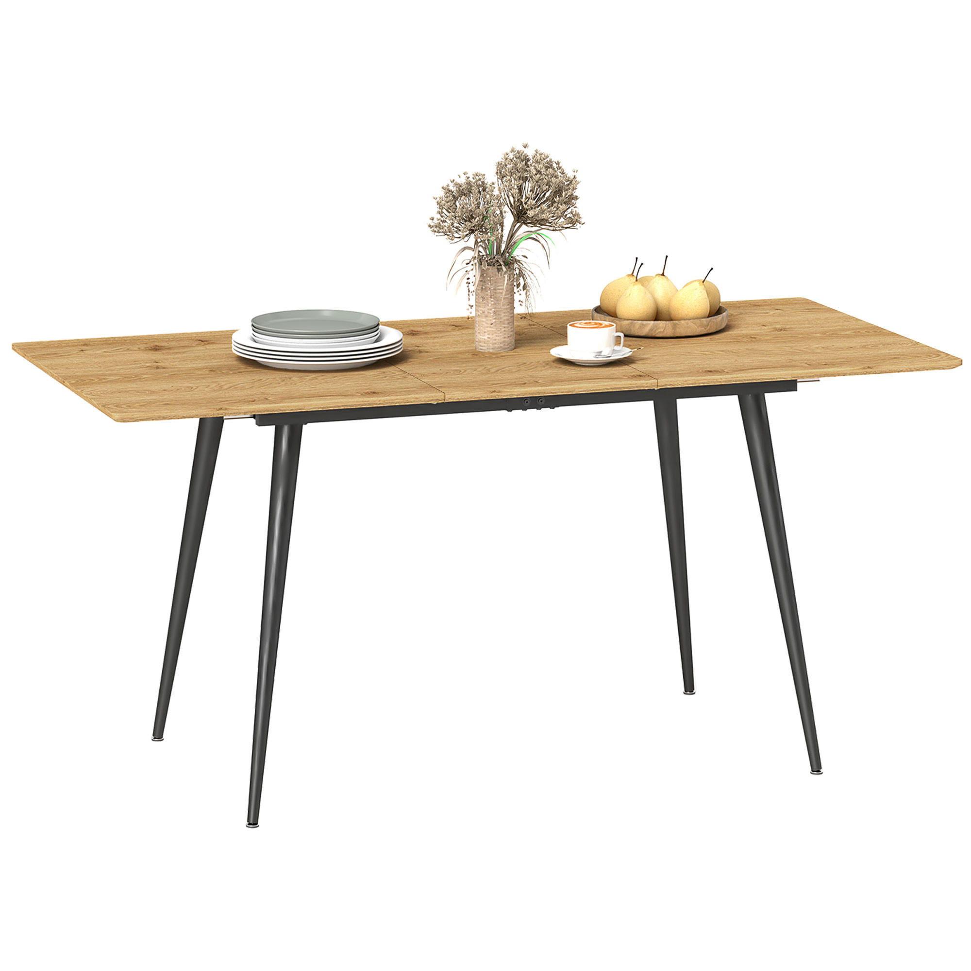 AUSZIEHTISCH Naturfarben Stahlgestell 120-160/75/77 cm - Naturfarben, Holz (75/160/77cm) - PANGIVO