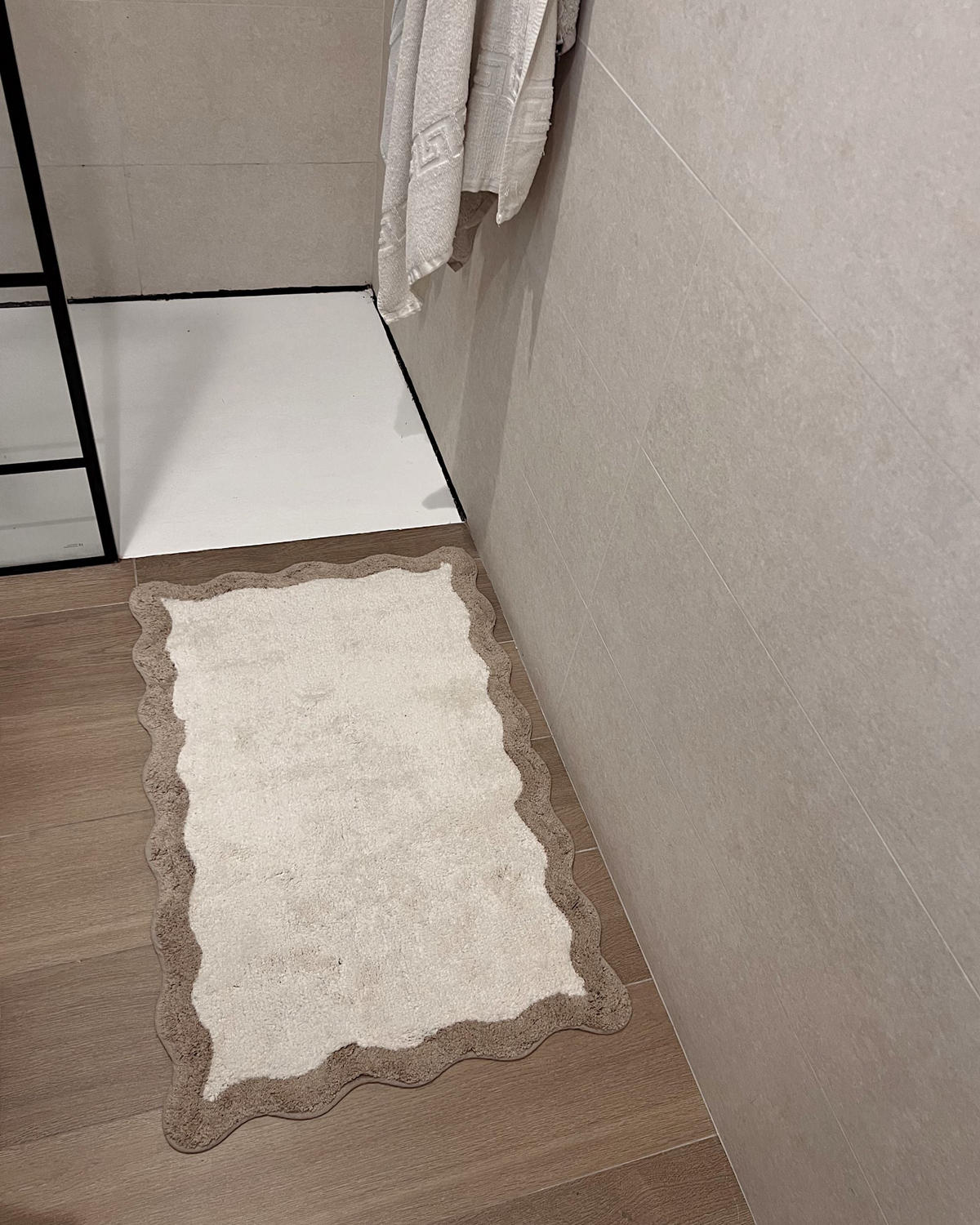 KOUPELNOVÁ PŘEDLOŽKA Hnědá/Béžová 60/90 cm Bavlna Nangal - hnědá/béžová, textil (60/90cm) - Beliani