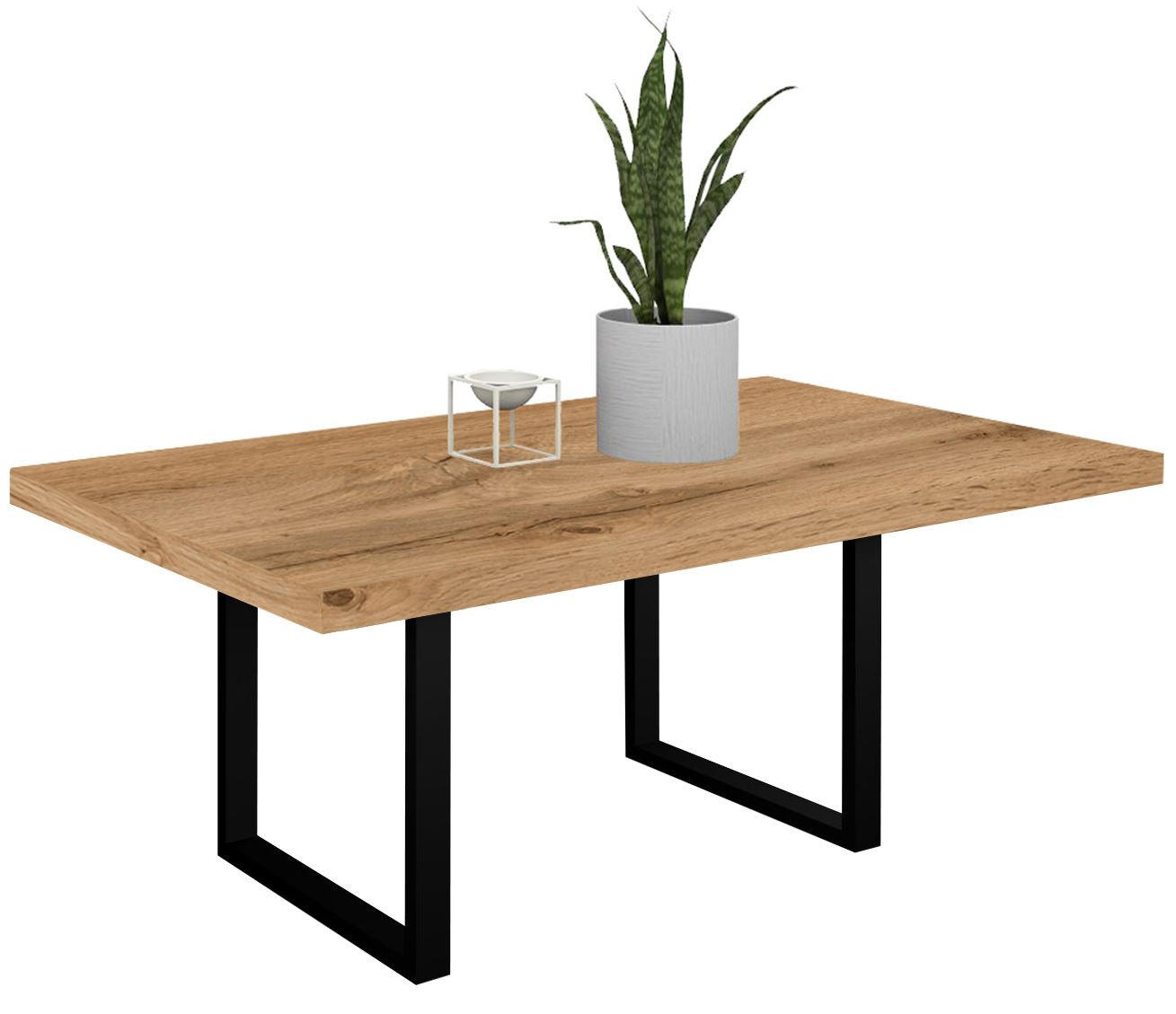 ESSTISCH Elgin 3 175x80x100 Metall+Holzwerkstoff Schwarz/Wotan Eiche - Eiche Wotan/Schwarz, Holzwerkstoff (175/100/80cm) - 58aufmkessel