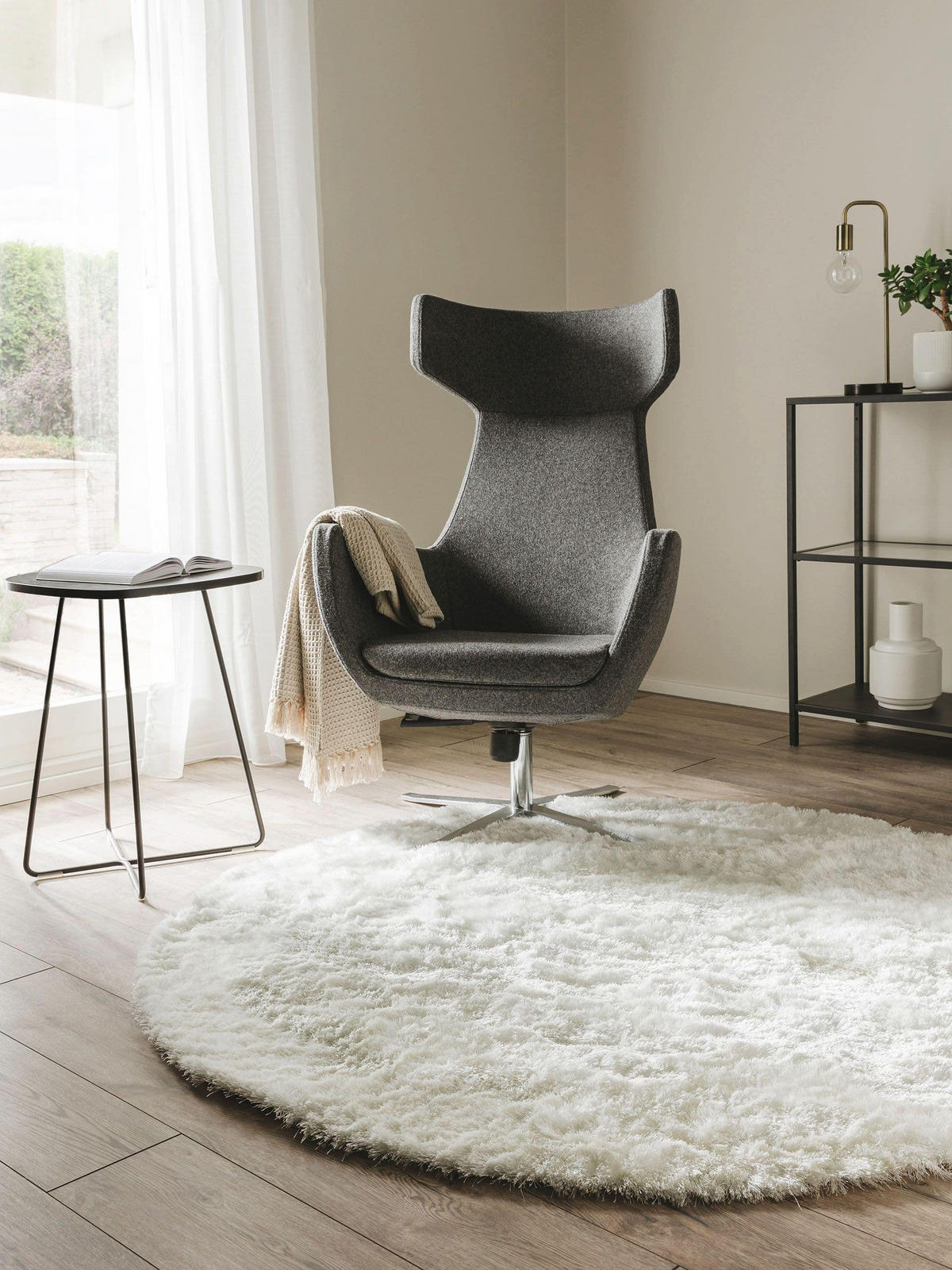 HOCHFLORTEPPICH Whisper Weiß ø 80 cm rund - Weiß, Textil (80/80cm) - benuta Nest