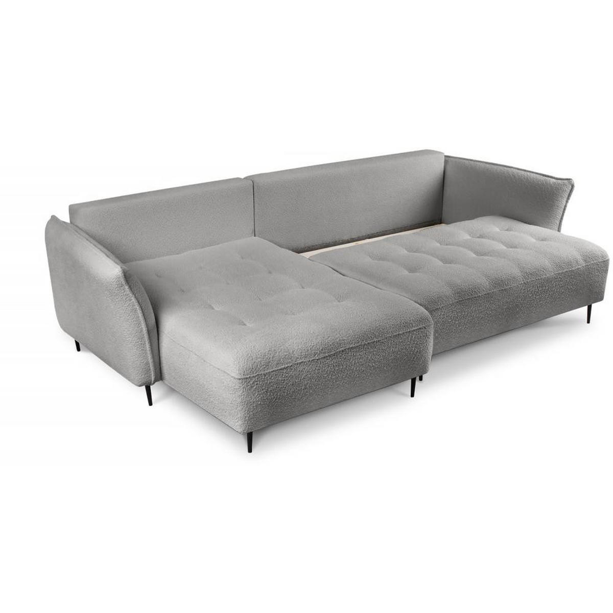 ECKSCHLAFSOFA Bari links grau - Schwarz/Grau, Textil (276/158cm) - Beautysofa