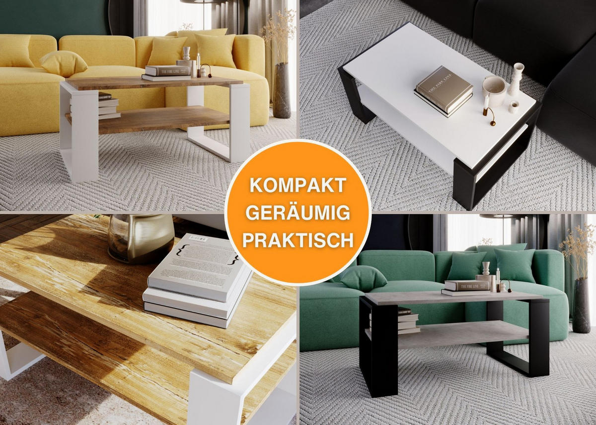 COUCHTISCH Holzwerkstoff rechteckig stabil Nussbaumfarben 42/54/96cm - Nussbaumfarben/Weiß, Holzwerkstoff (53.8/96/42cm) - CraftPAK