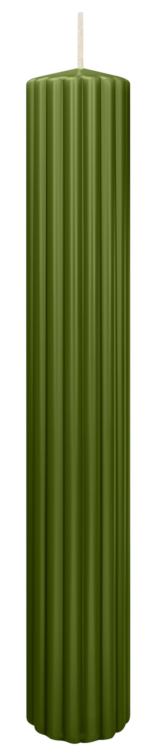 RILLEN KERZEN Olive 300 x Ø 45 mm, 4 Stück - Olivgrün, Paraffin (8/15/15cm) - Wiedemann Kerzen