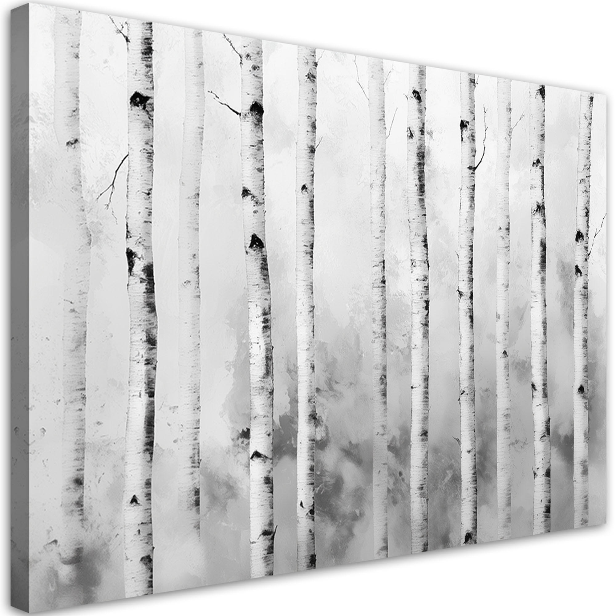 WANDBILD birkenwald landschaft natur - Weiß, Textil (60/40cm) - Feeby