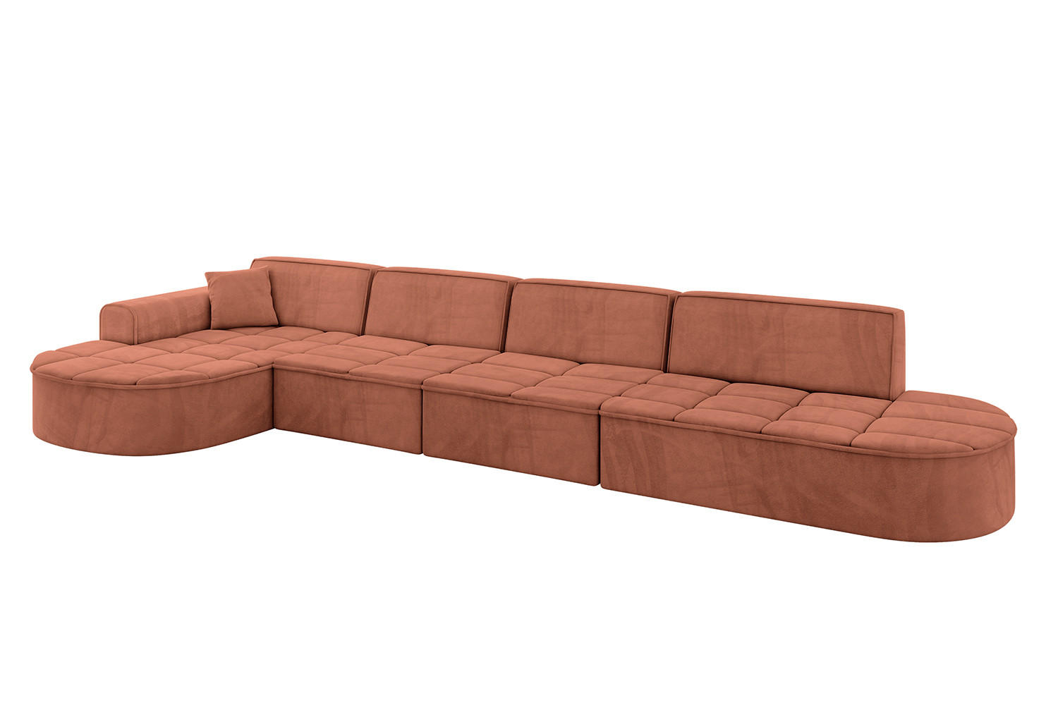 ECKSOFA Ottomane Links TARO-L3 - 413x171x79,5 cm Apricot - Koralle, Holzwerkstoff/Textil (413/171cm) - ALTDECOR